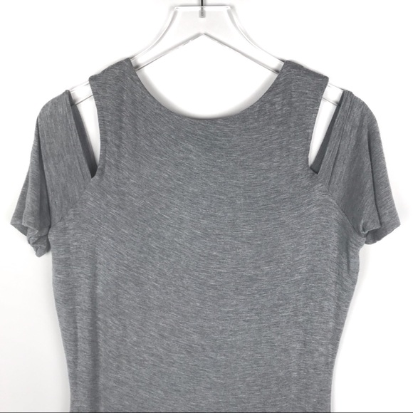 Philosophy Gray Cold Shoulder Stretch Midi Dress Size L - Picture 4 of 8